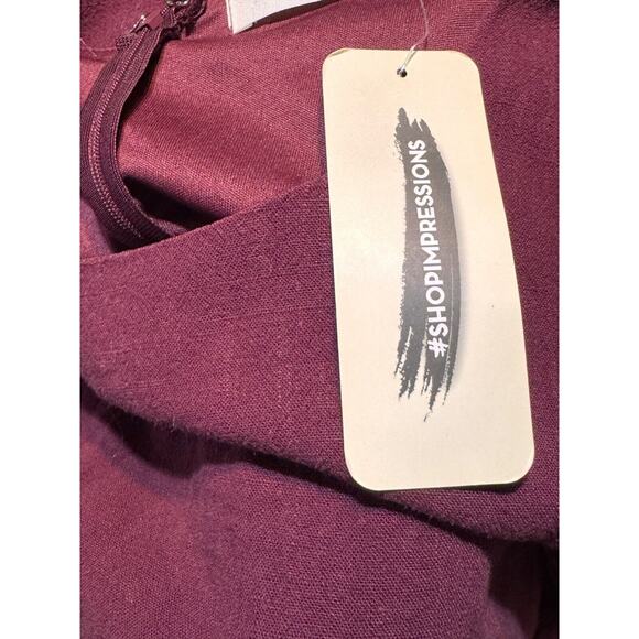 Impressions by Love Stitch Mini Dress Womens 2X Burgundy Ruffle Boho Cottagecore - Picture 8 of 11